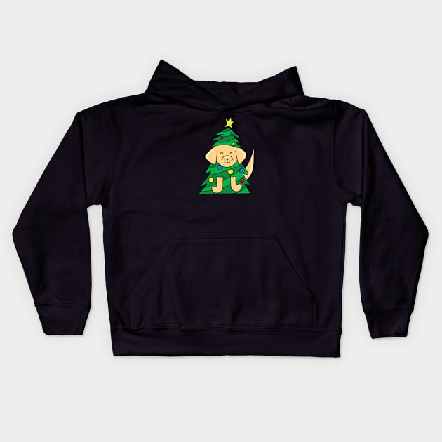 Cute Dog in a Christmas Tree with Ornaments, made by EndlessEmporium Kids Hoodie by EndlessEmporium